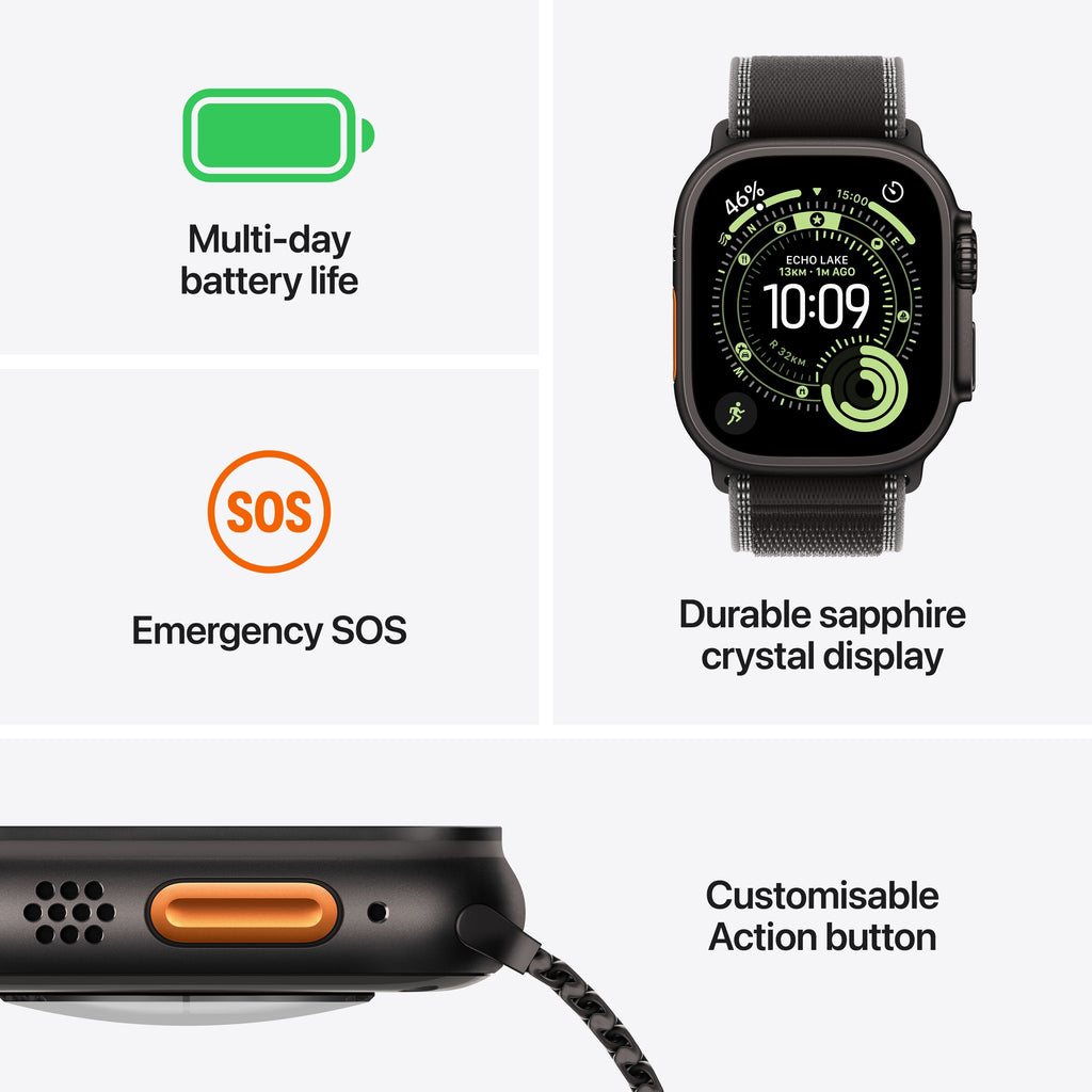 Apple Watch Ultra 3 de 49 mm en titanio negro con correa Ocean negra — foto 3 de 8