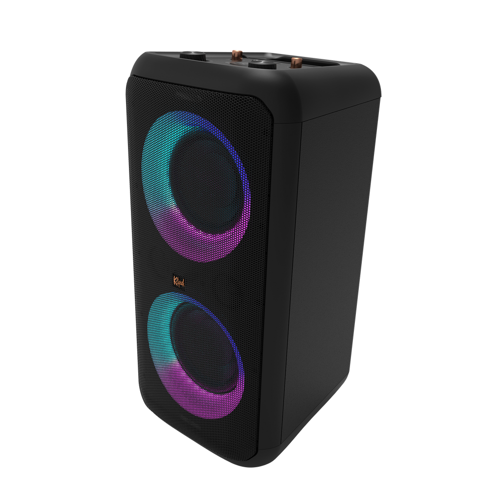Klipsch GIG XXL con luces multicolor desde otro ángulo